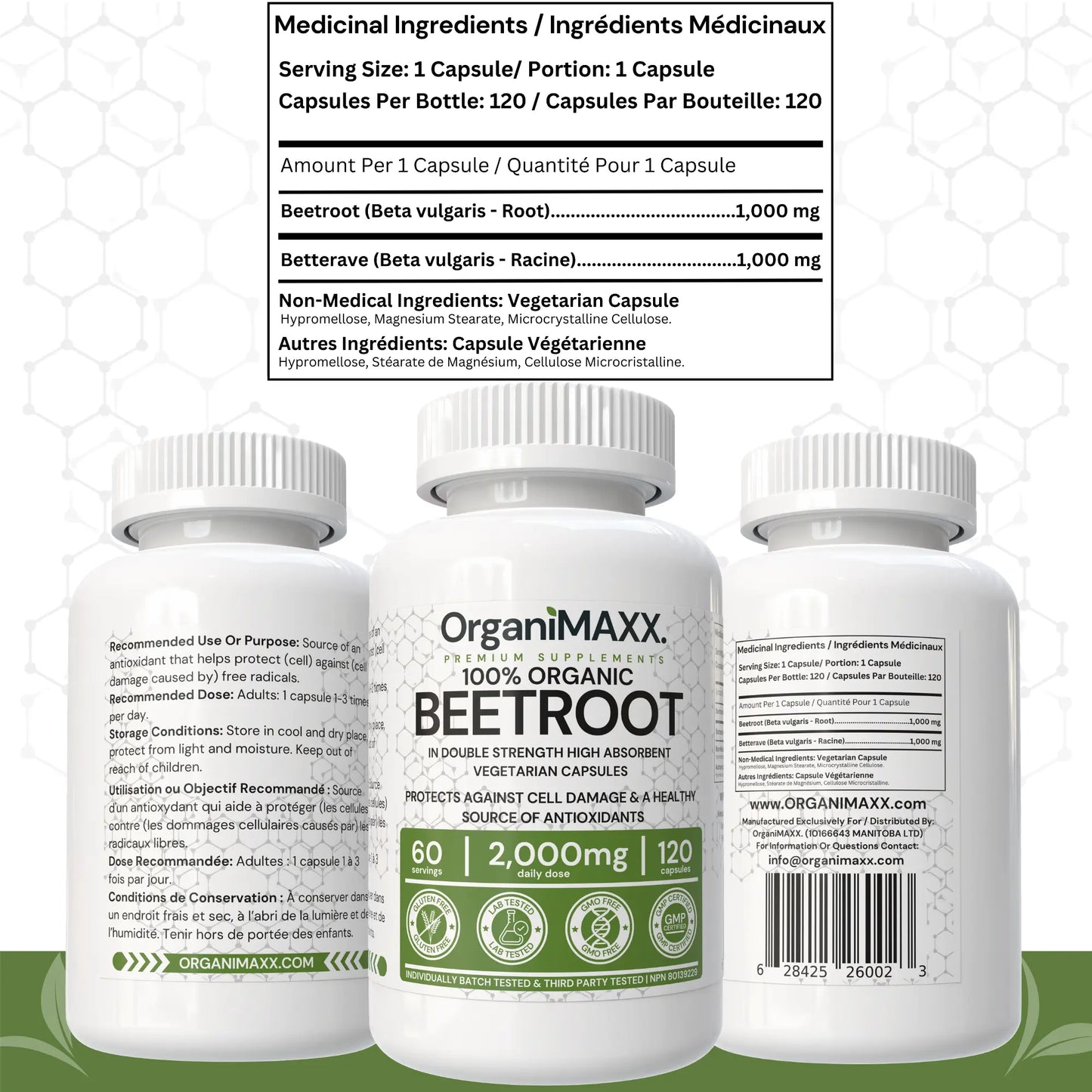 OrganiMAXX Certified Organic Beetroot Capsules 2,000 MG - 120 Count OrganiMAXX.