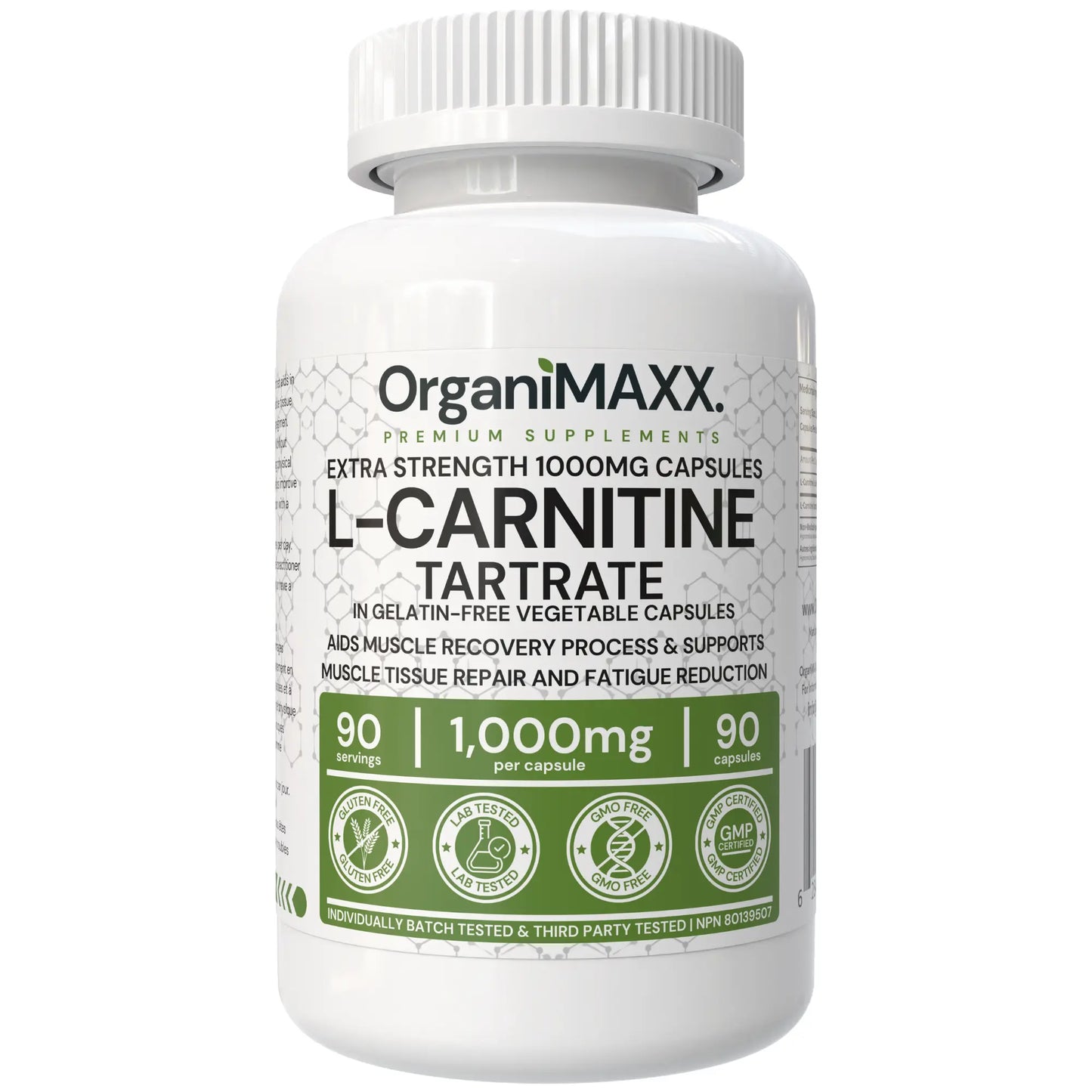 OrganiMAXX Double Dose 1,000 MG L-Carnitine Capsules - 90 Count OrganiMAXX.