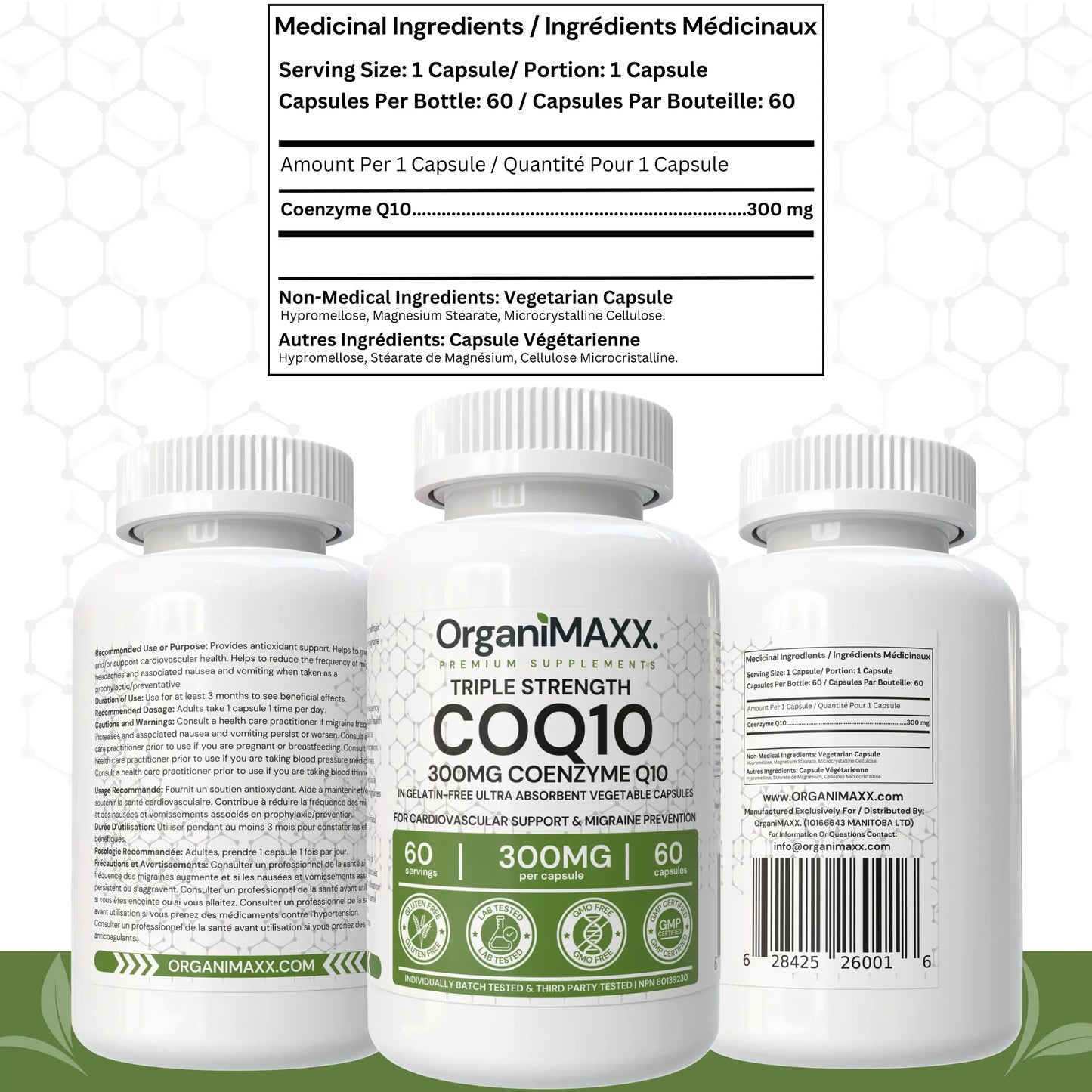 OrganiMAXX Triple Strength COQ10 300 MG Capsules - 60 Count OrganiMAXX.
