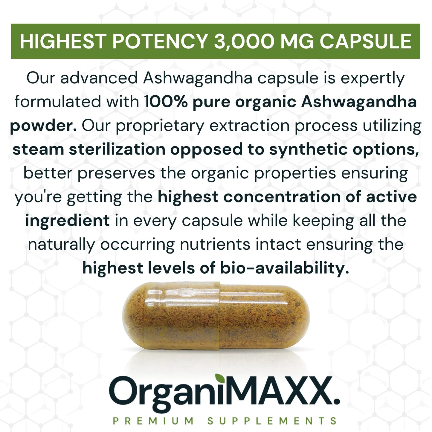 OrganiMAXX 6X Strength Ashwagandha 3,000 MG Capsules - 120 Count OrganiMAXX.