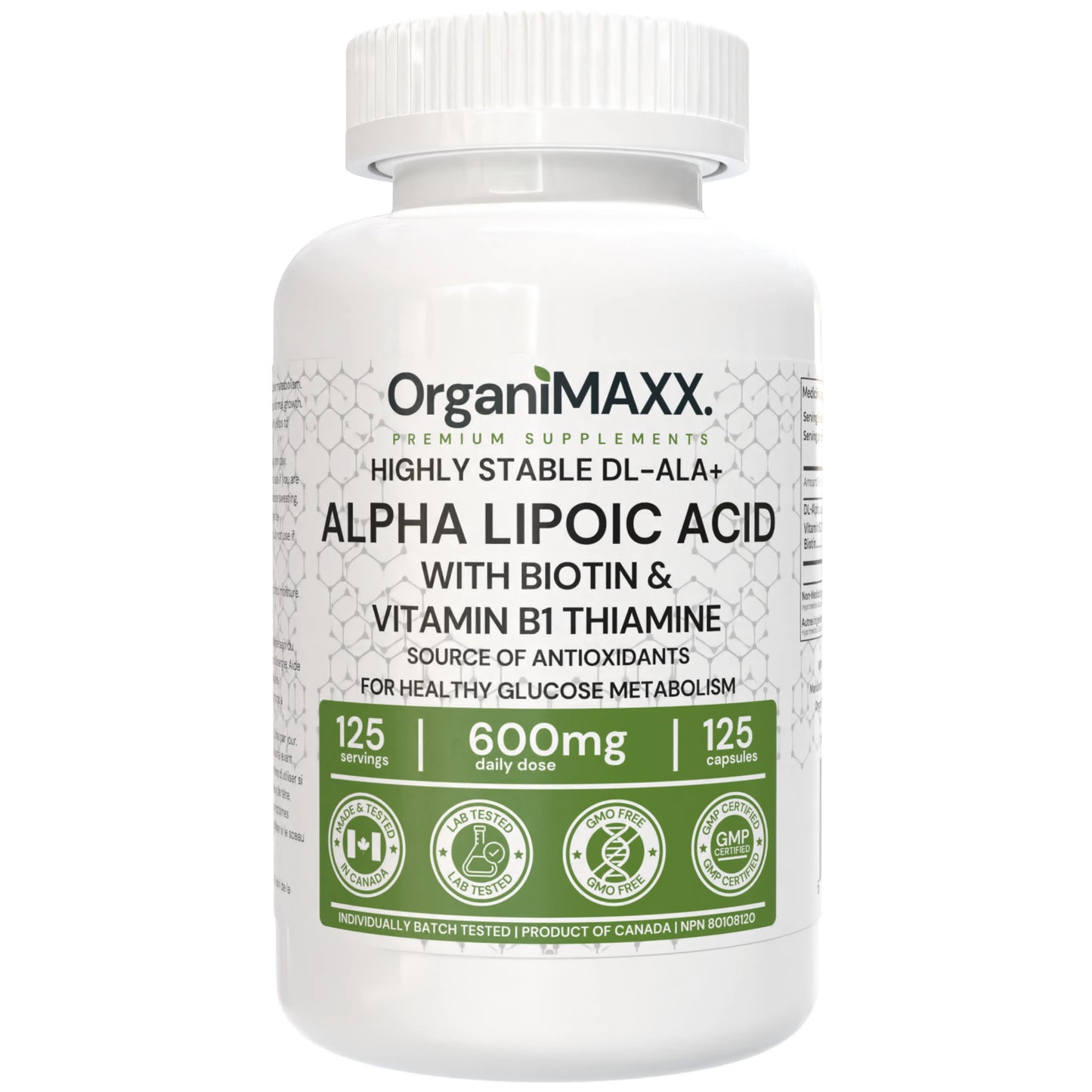 OrganiMAXX Alpha Lipoic Acid Capsules - 125 Count OrganiMAXX.