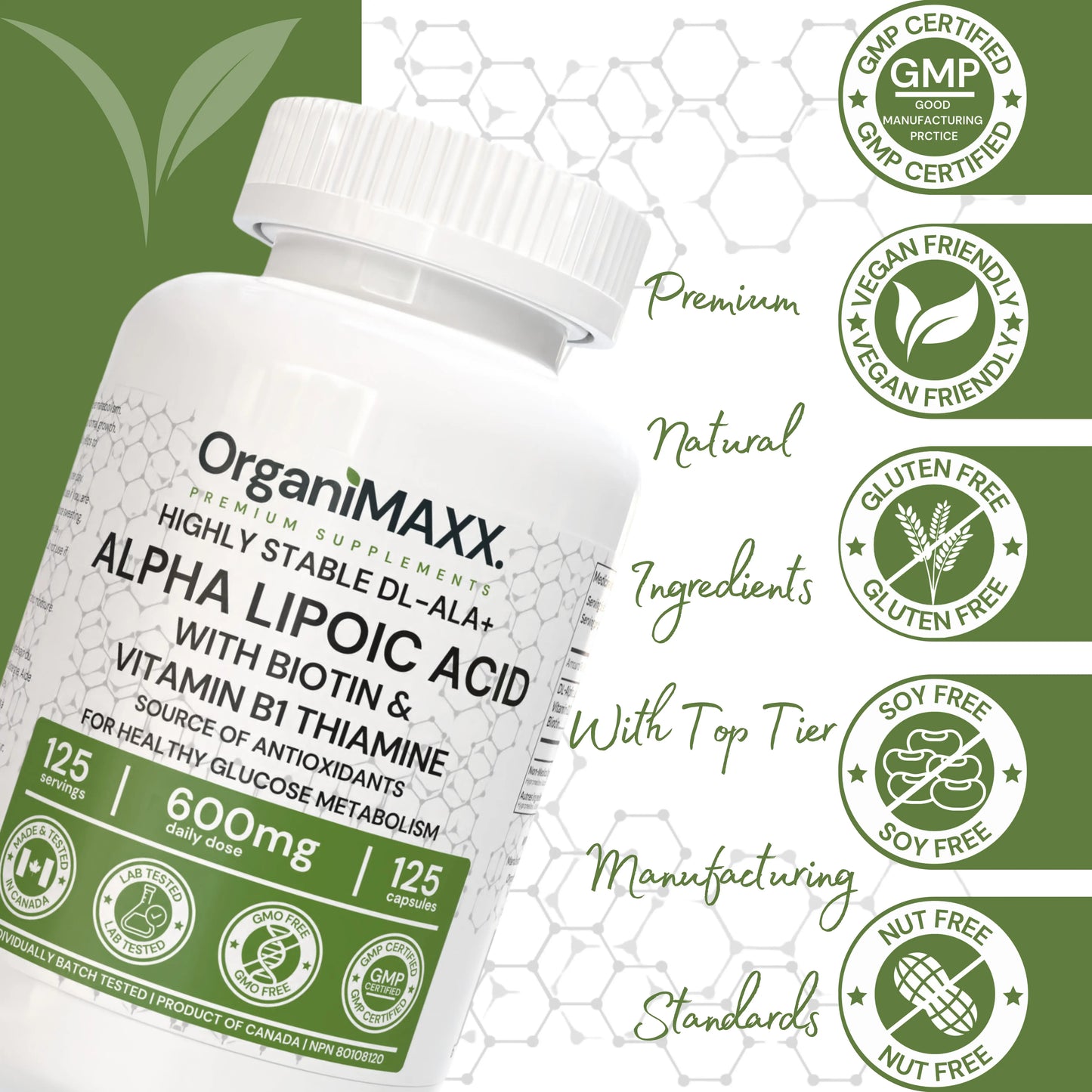 OrganiMAXX Alpha Lipoic Acid Capsules - 125 Count OrganiMAXX.