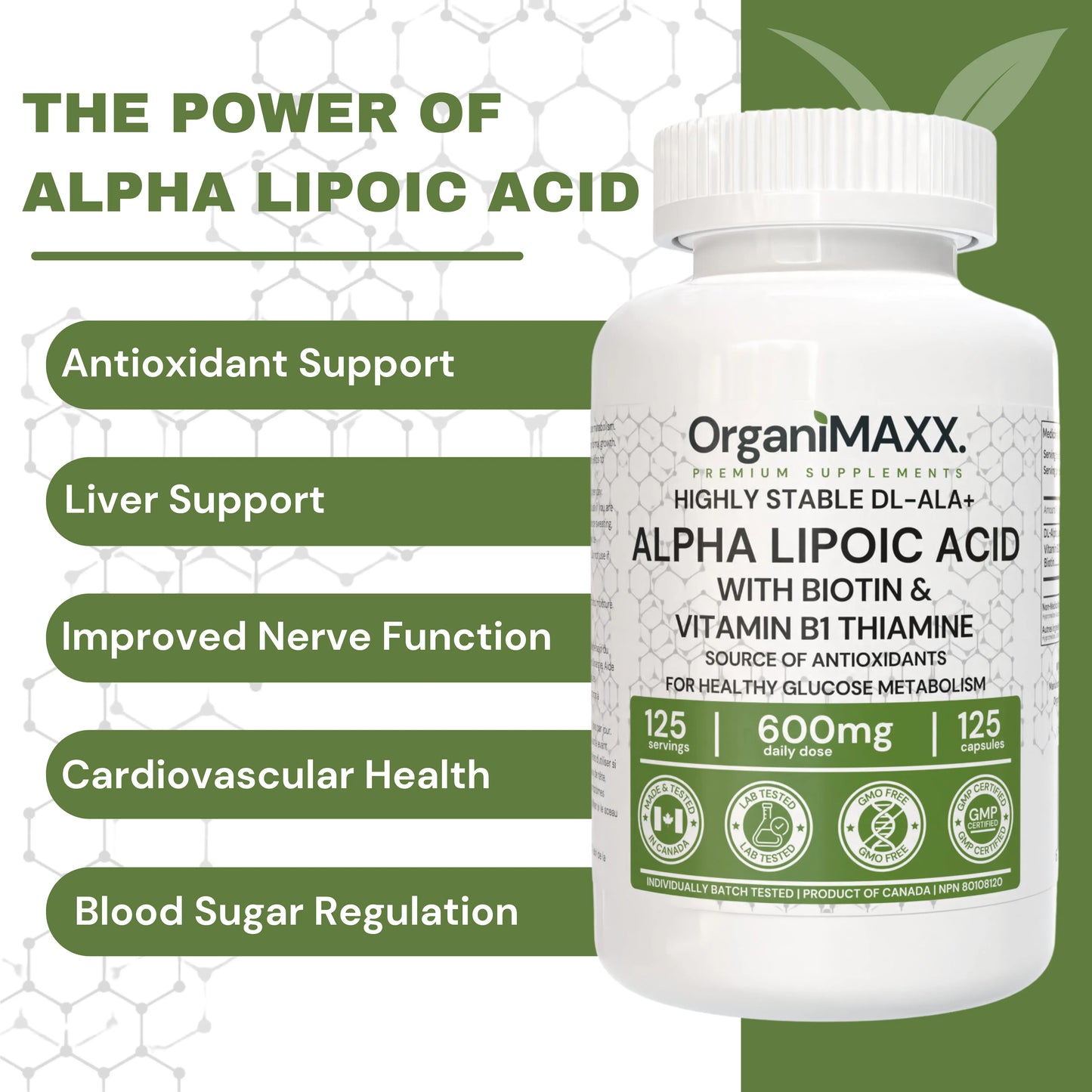 OrganiMAXX Alpha Lipoic Acid Capsules - 125 Count OrganiMAXX.
