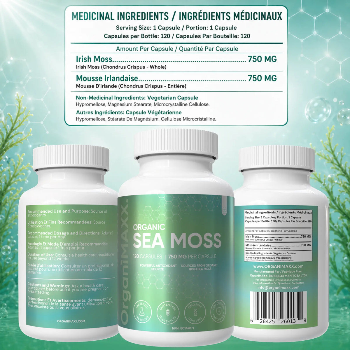 OrganiMAXX Irish Sea Moss Capsules 750 MG OrganiMAXX.