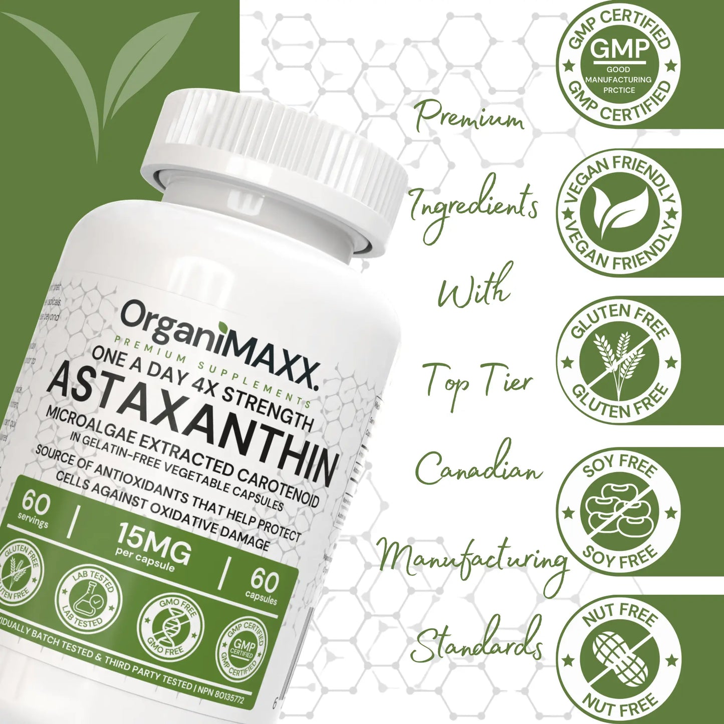 OrganiMAXX Astaxanthin One A Day Capsules - 60 Count OrganiMAXX.