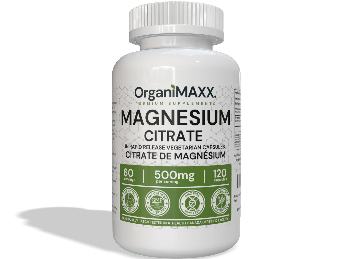 OrganiMAXX Magnesium Citrate Capsules - 120 Count OrganiMAXX.