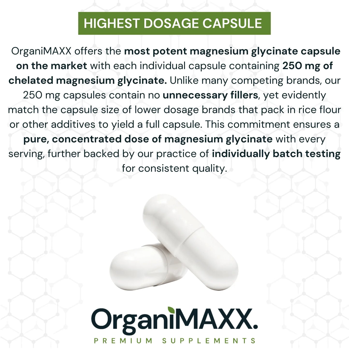 OrganiMAXX Magnesium Glycinate Fully Chelated - 240 Count OrganiMAXX.