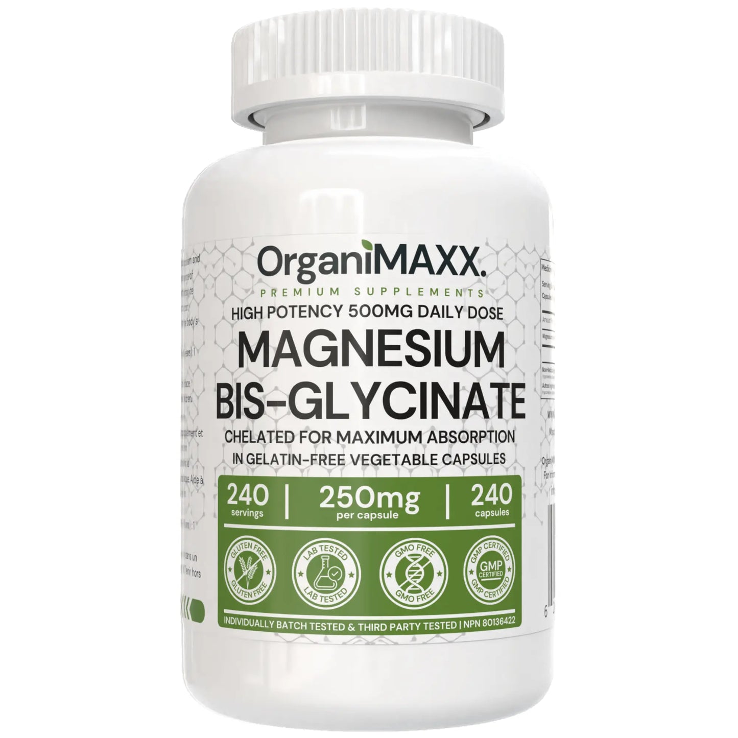 OrganiMAXX Magnesium Glycinate Fully Chelated - 240 Count OrganiMAXX.