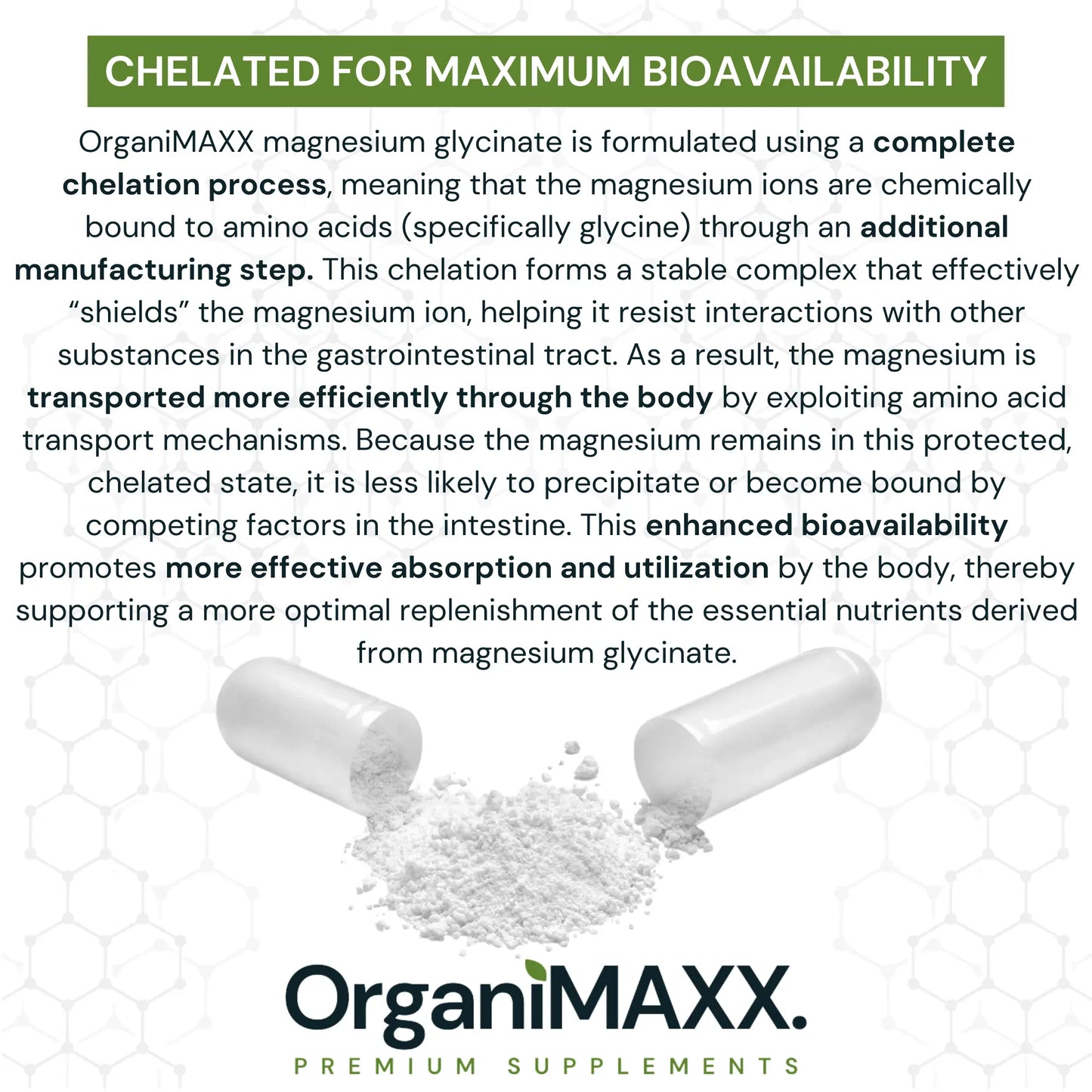 OrganiMAXX Magnesium Glycinate Fully Chelated - 240 Count OrganiMAXX.