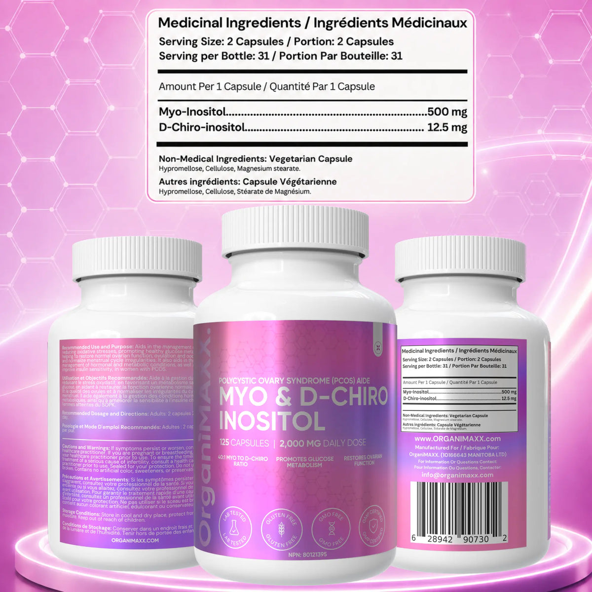 OrganiMAXX Myo Inositol & D Chiro Inositol PCOS Supplement For Women OrganiMAXX.