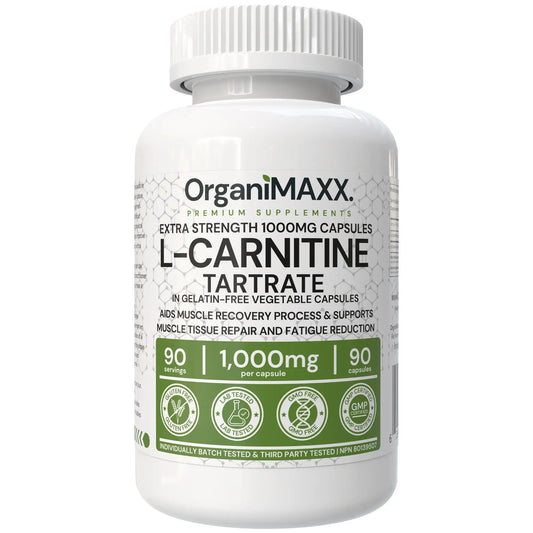 OrganiMAXX Double Dose 1,000 MG L-Carnitine Capsules - 90 Count OrganiMAXX.