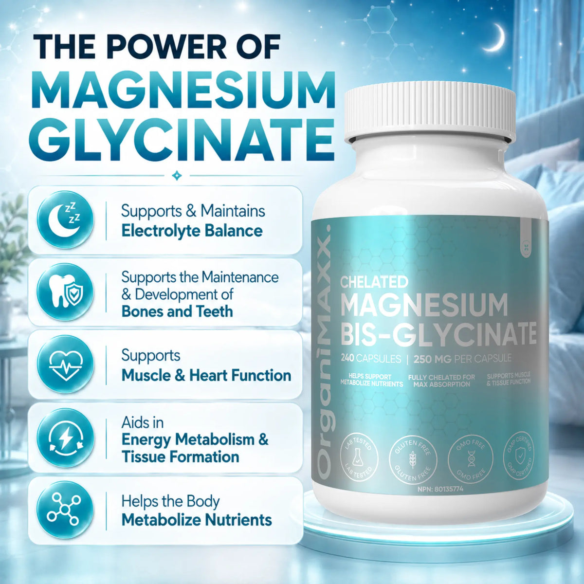 OrganiMAXX Magnesium Glycinate Fully Chelated OrganiMAXX.