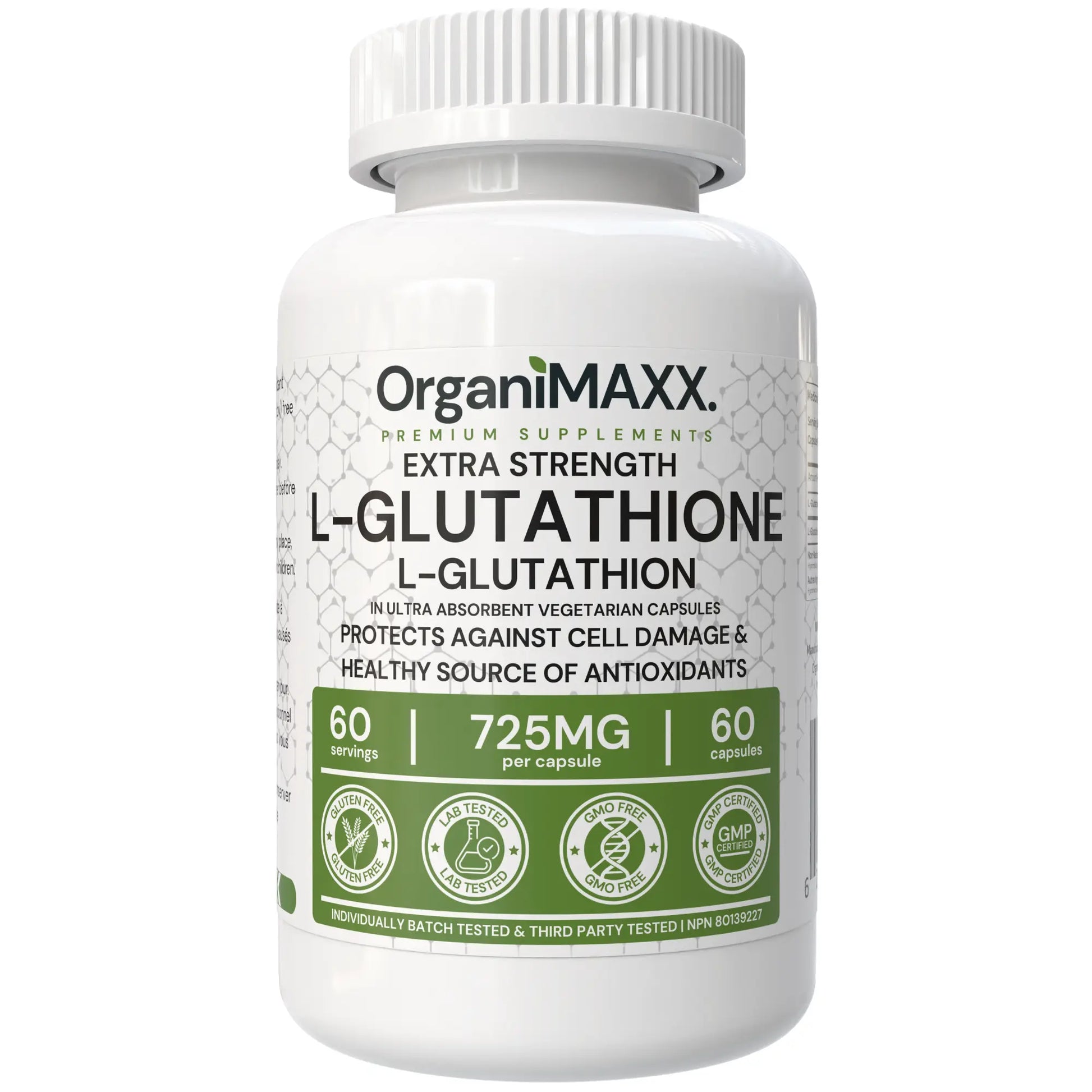OrganiMAXX Glutathione Extra Strength 725 MG Capsules - 60 Count OrganiMAXX.