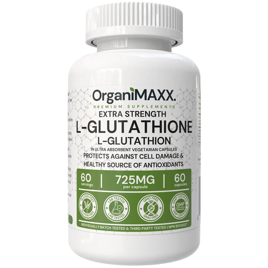 OrganiMAXX Glutathione Extra Strength 725 MG Capsules - 60 Count OrganiMAXX.