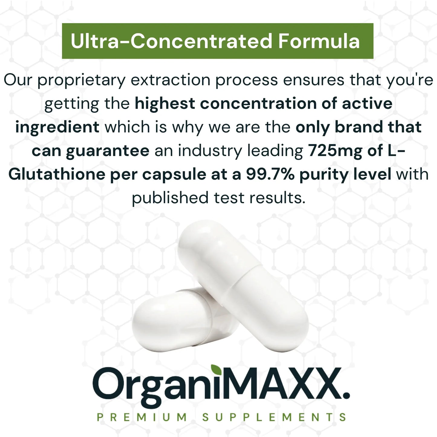 OrganiMAXX Glutathione Extra Strength 725 MG Capsules - 60 Count OrganiMAXX.