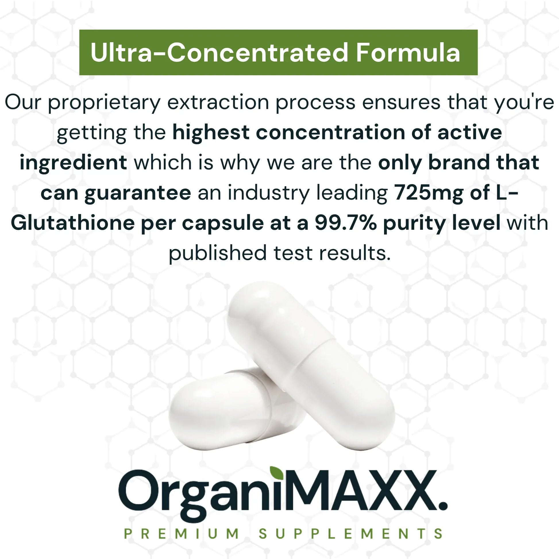 OrganiMAXX Glutathione Extra Strength 725 MG Capsules - 60 Count OrganiMAXX.