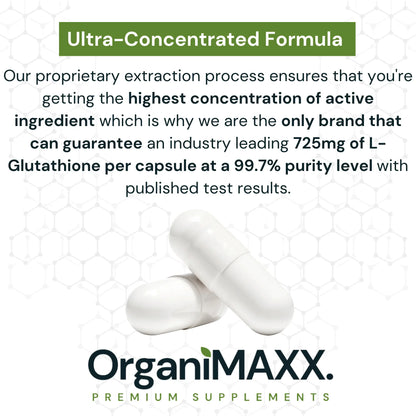 OrganiMAXX Glutathione Extra Strength 725 MG Capsules - 60 Count OrganiMAXX.