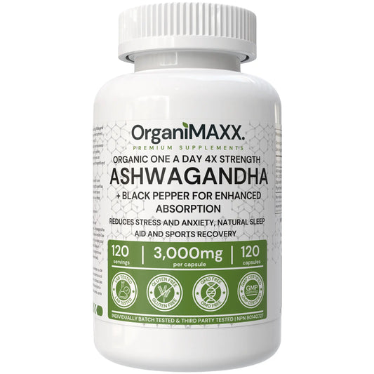 OrganiMAXX 6X Strength Ashwagandha 3,000 MG Capsules - 120 Count OrganiMAXX.