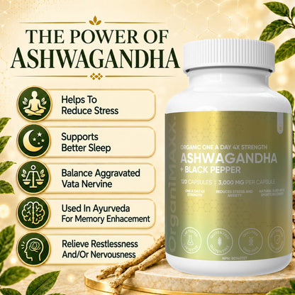OrganiMAXX Ashwagandha 3,000 MG Capsules OrganiMAXX.