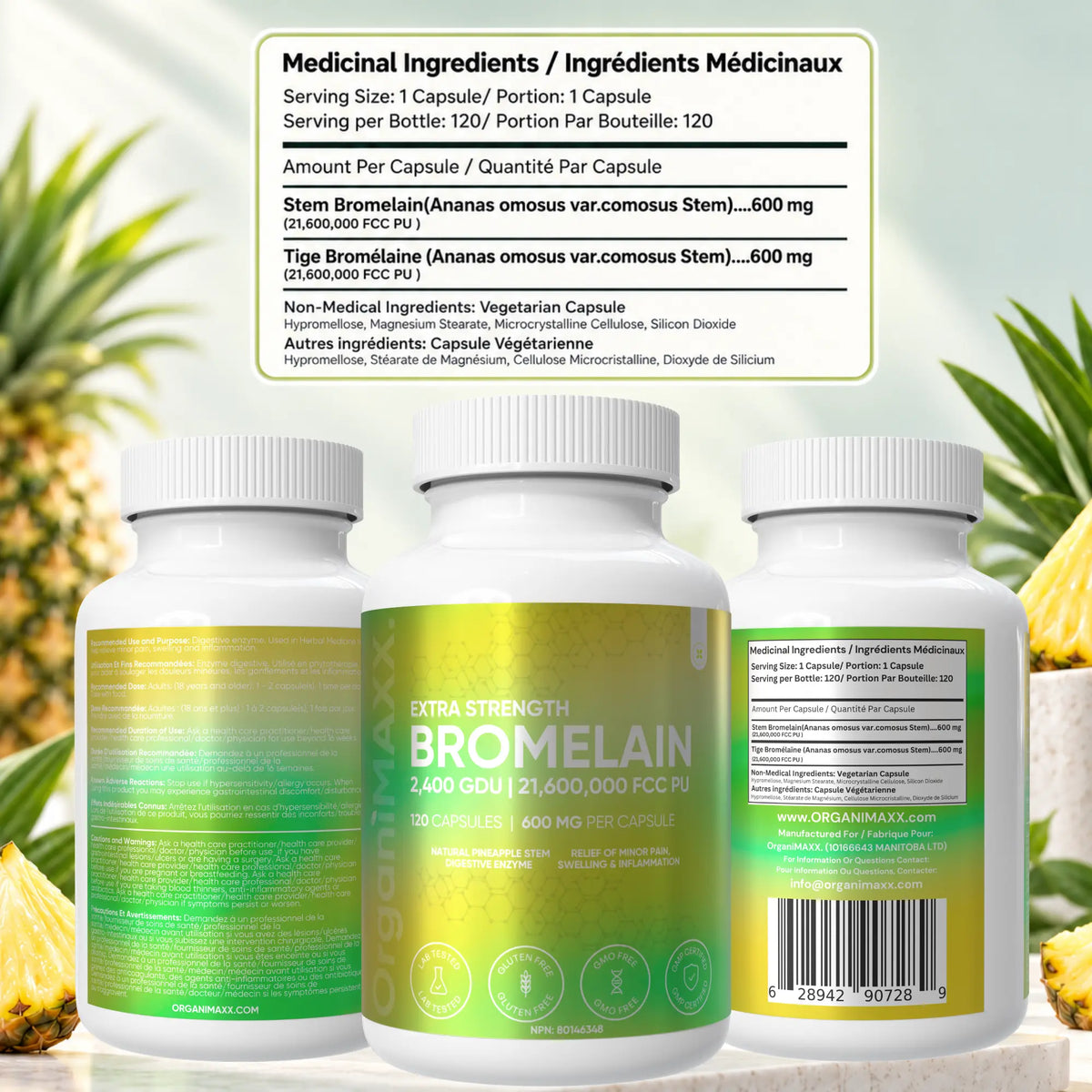 OrganiMAXX Bromelain Capsules 600 MG OrganiMAXX.