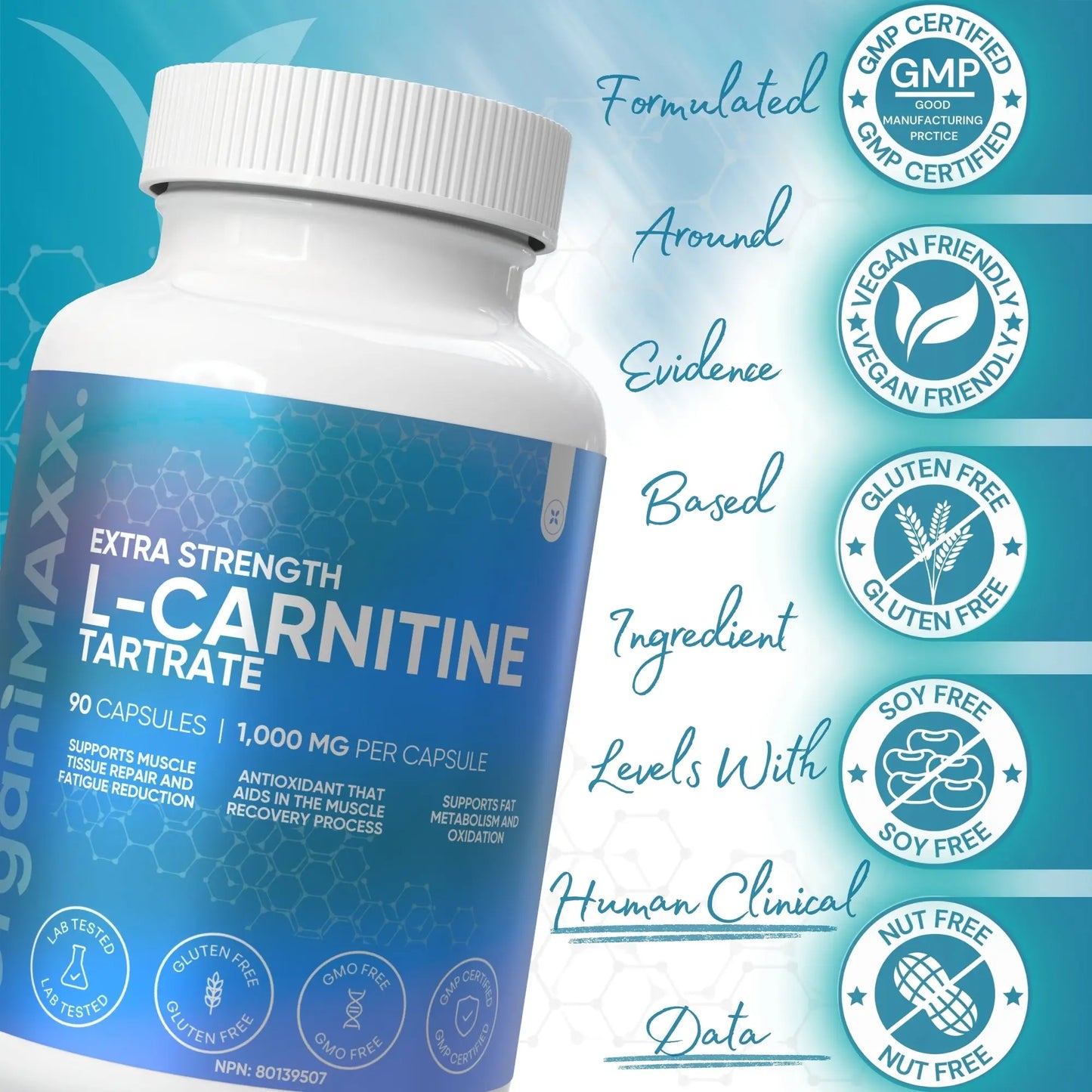 OrganiMAXX L Carnitine Double Dose 1,000 MG Capsules OrganiMAXX.