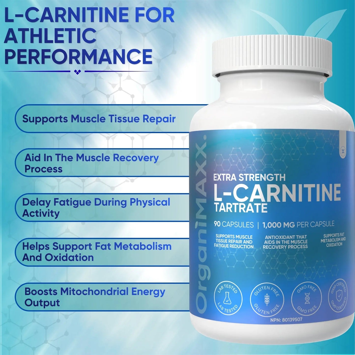 OrganiMAXX L Carnitine Double Dose 1,000 MG Capsules OrganiMAXX.