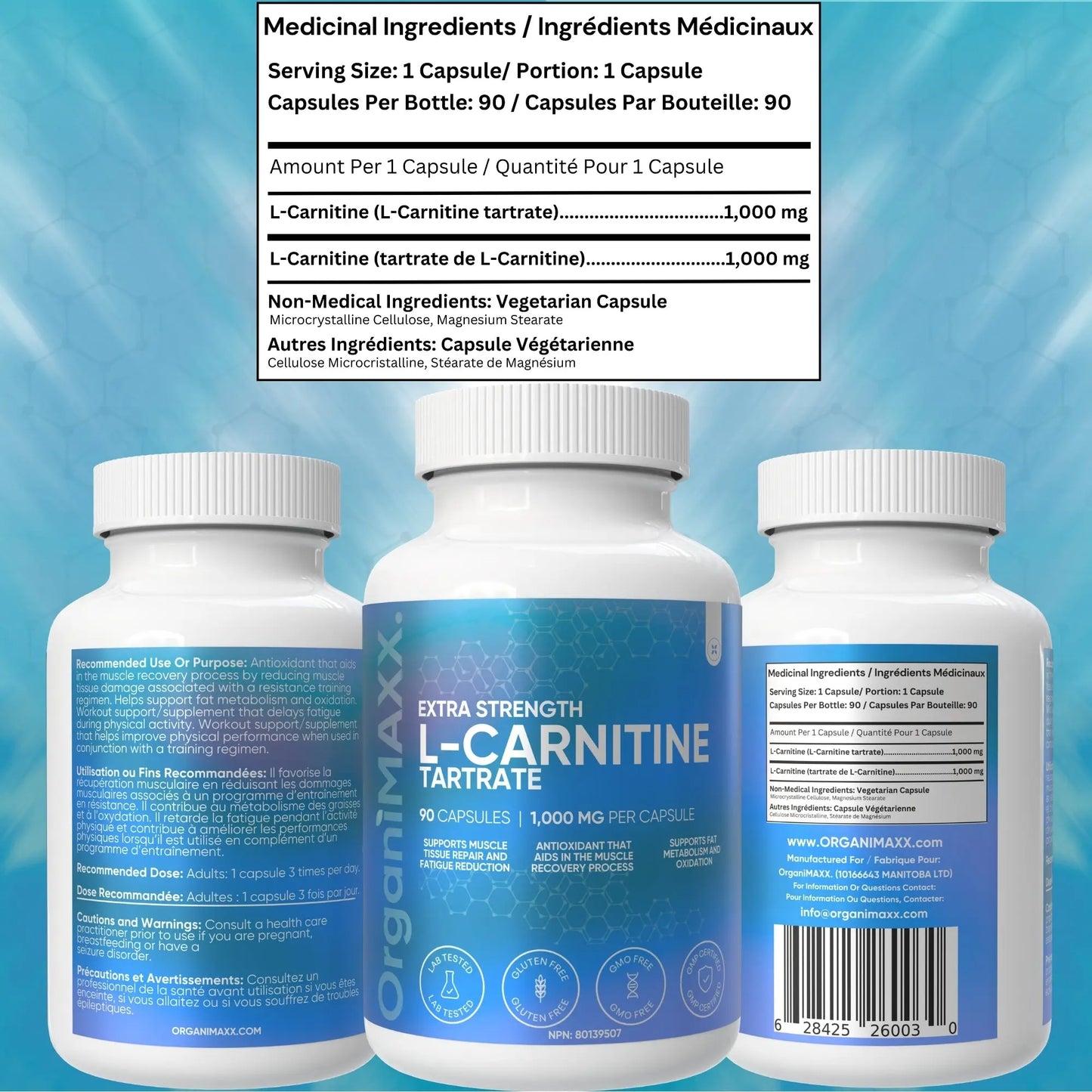 OrganiMAXX L Carnitine Double Dose 1,000 MG Capsules OrganiMAXX.