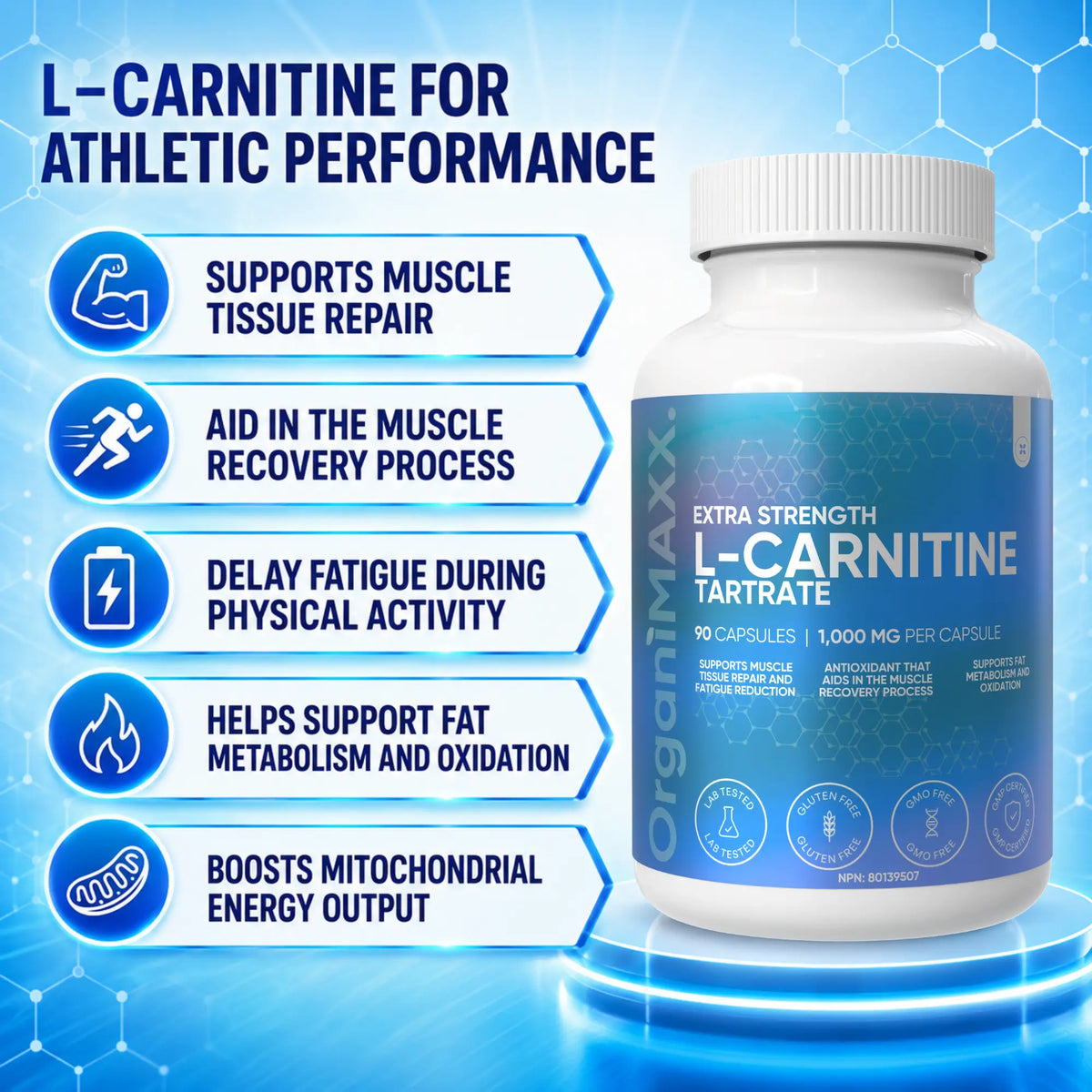 OrganiMAXX L Carnitine Double Dose 1,000 MG Capsules OrganiMAXX.