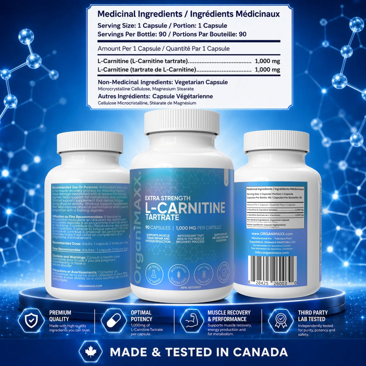 OrganiMAXX L Carnitine Double Dose 1,000 MG Capsules OrganiMAXX.