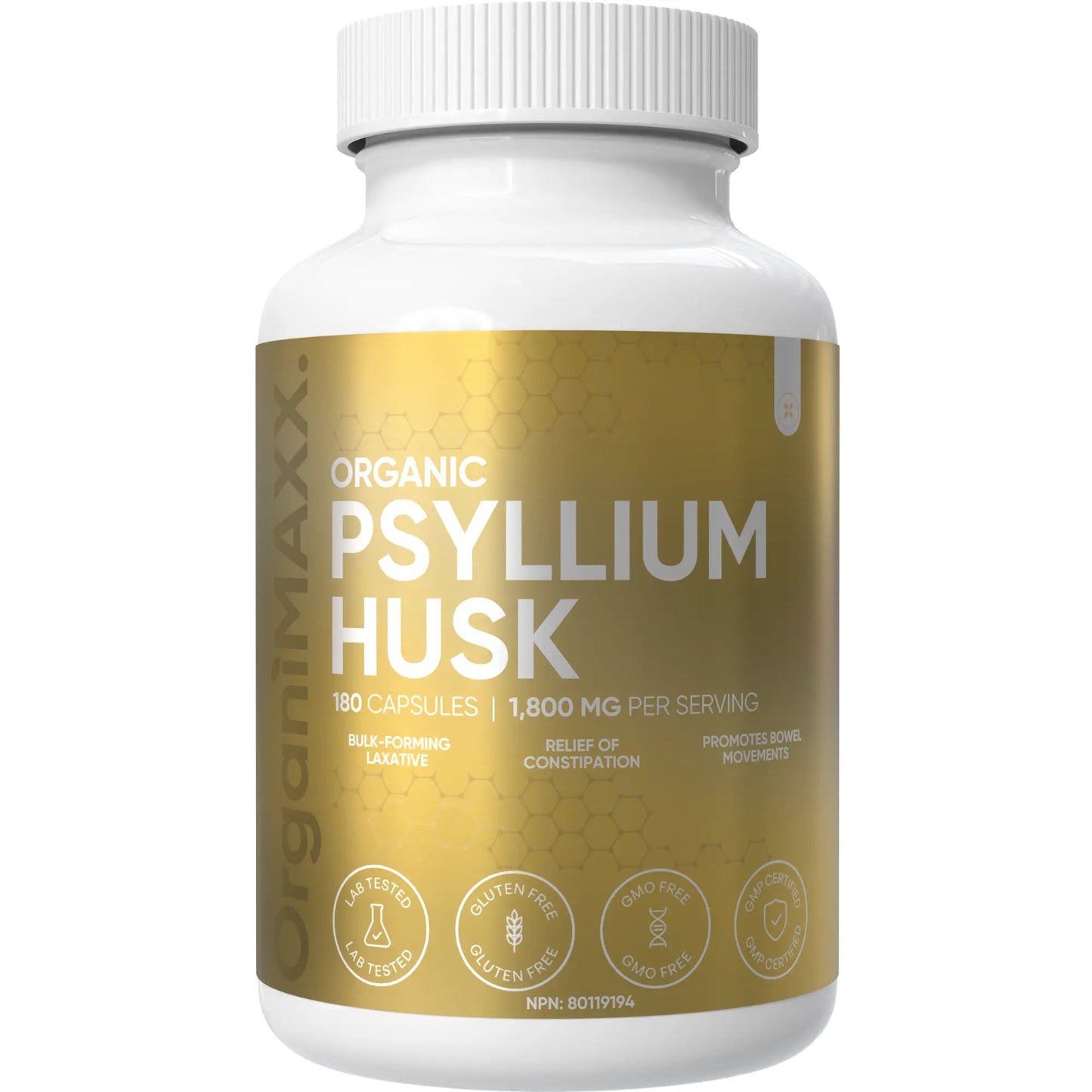 OrganiMAXX Certified Organic Psyllium Husk Capsules 1800 MG OrganiMAXX.