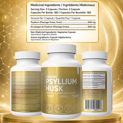 OrganiMAXX Certified Organic Psyllium Husk Capsules 1800 MG OrganiMAXX.