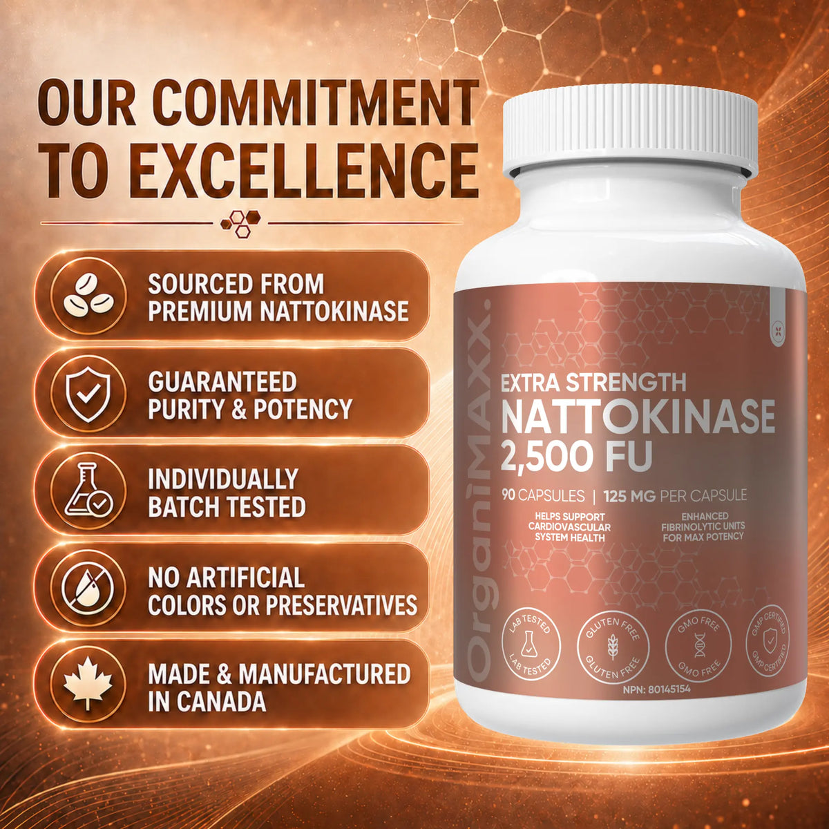 OrganiMAXX Nattokinase Extra Strength 125 MG Capsules OrganiMAXX.