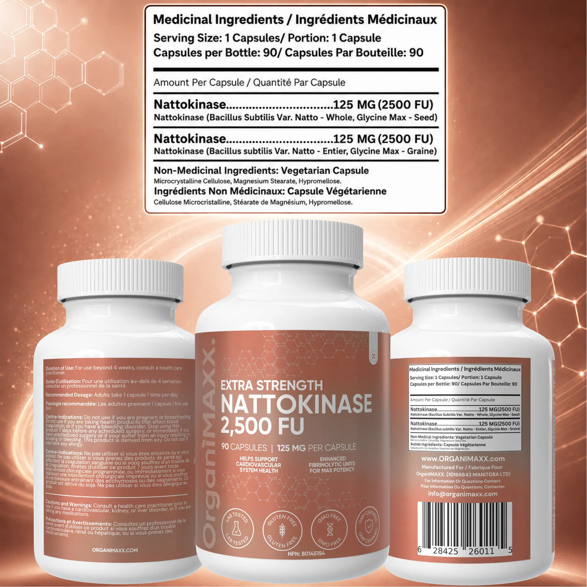 OrganiMAXX Nattokinase Extra Strength 125 MG Capsules OrganiMAXX.