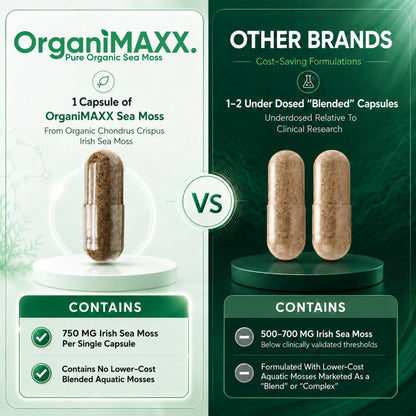 OrganiMAXX Certified Organic Irish Sea Moss Capsules 750 MG OrganiMAXX.