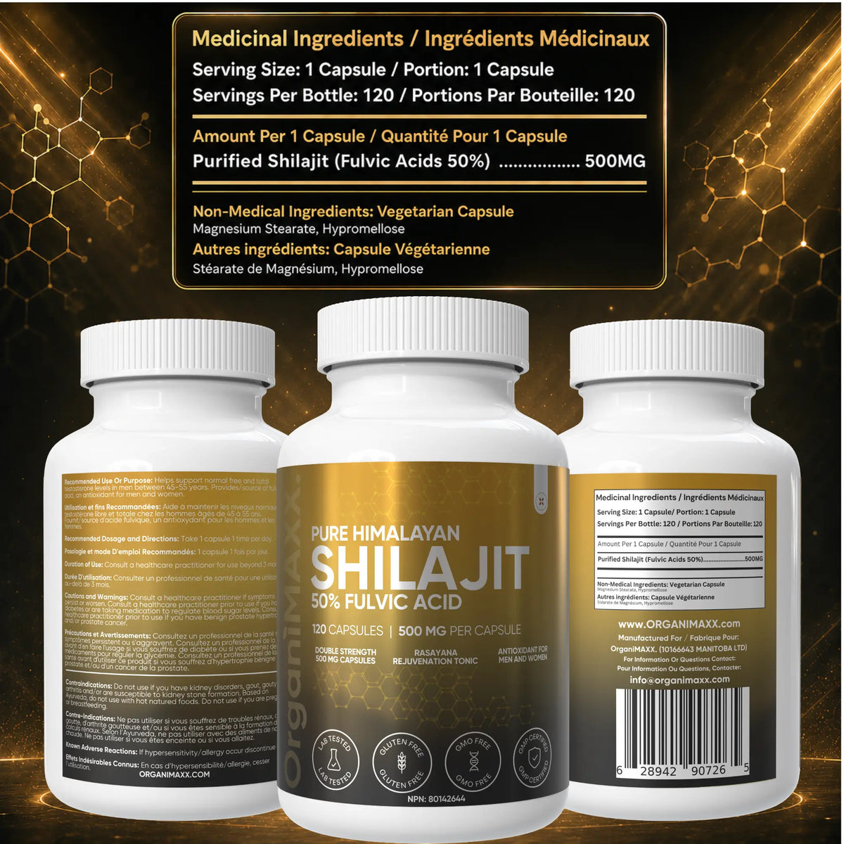 OrganiMAXX Pure Himalayan Organic Shilajit Double Dose Capsules OrganiMAXX.