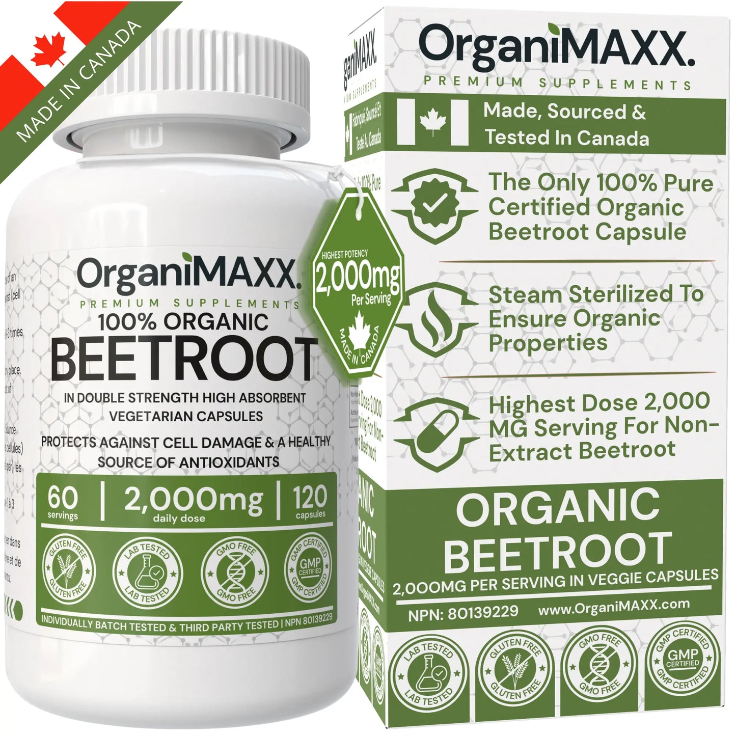 OrganiMAXX Certified Organic Beetroot Capsules 2,000 MG OrganiMAXX.