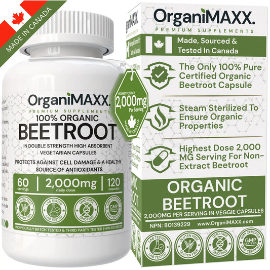 OrganiMAXX Certified Organic Beetroot Capsules 2,000 MG OrganiMAXX.