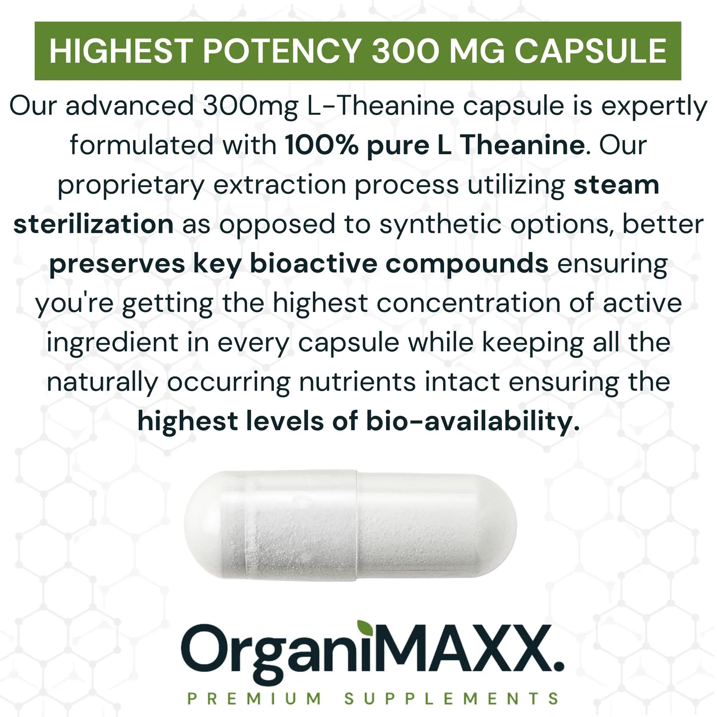 OrganiMAXX L-Theanine Extra Strength 300 MG Capsules OrganiMAXX.