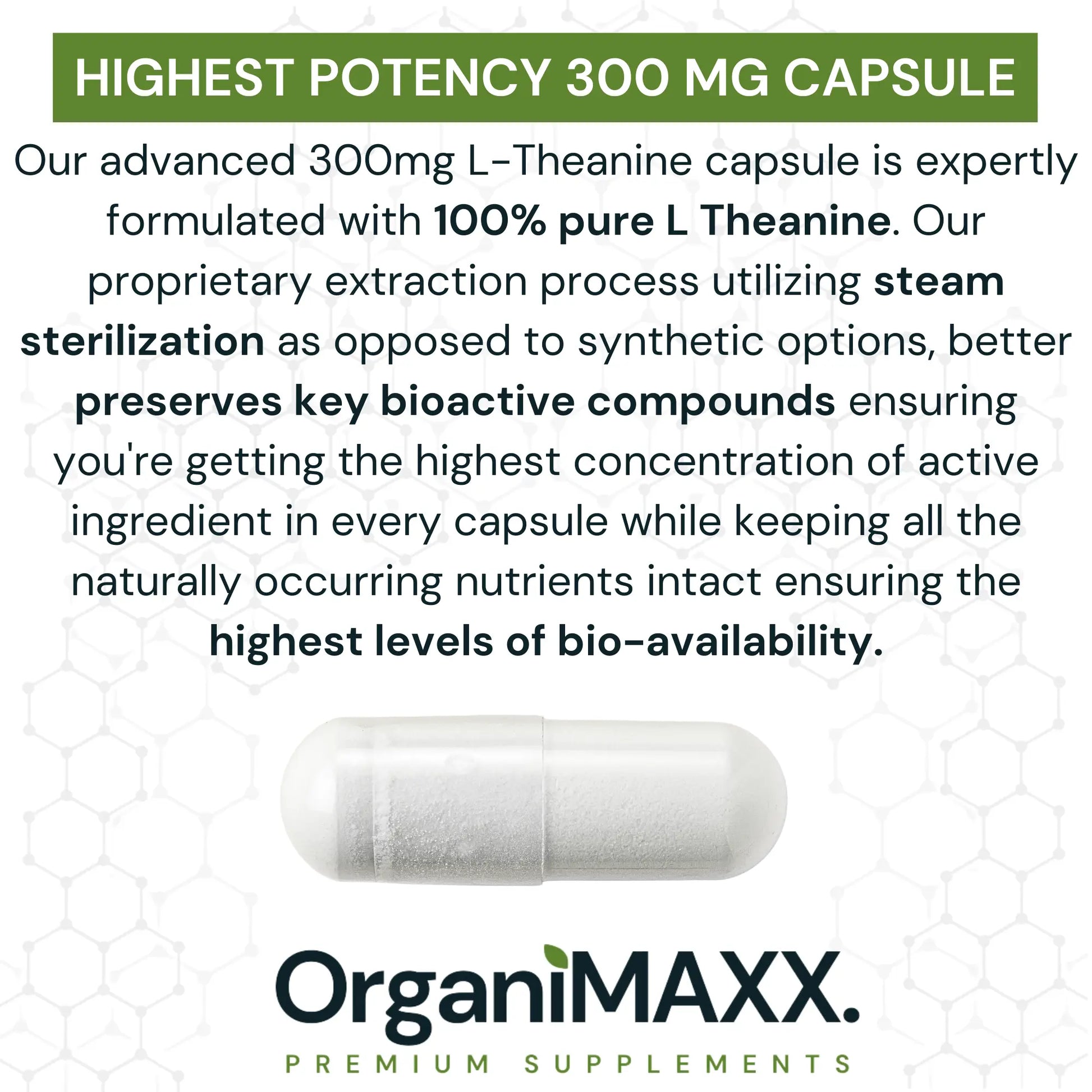 OrganiMAXX L-Theanine Extra Strength 300 MG Capsules OrganiMAXX.