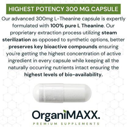 OrganiMAXX L-Theanine Extra Strength 300 MG Capsules OrganiMAXX.