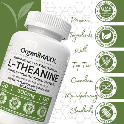 OrganiMAXX L-Theanine Extra Strength 300 MG Capsules OrganiMAXX.