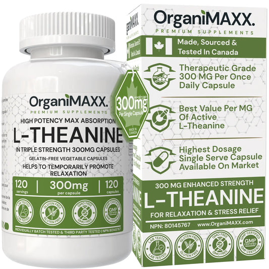 OrganiMAXX L-theanine Extra Strength 300 MG Capsules OrganiMAXX.