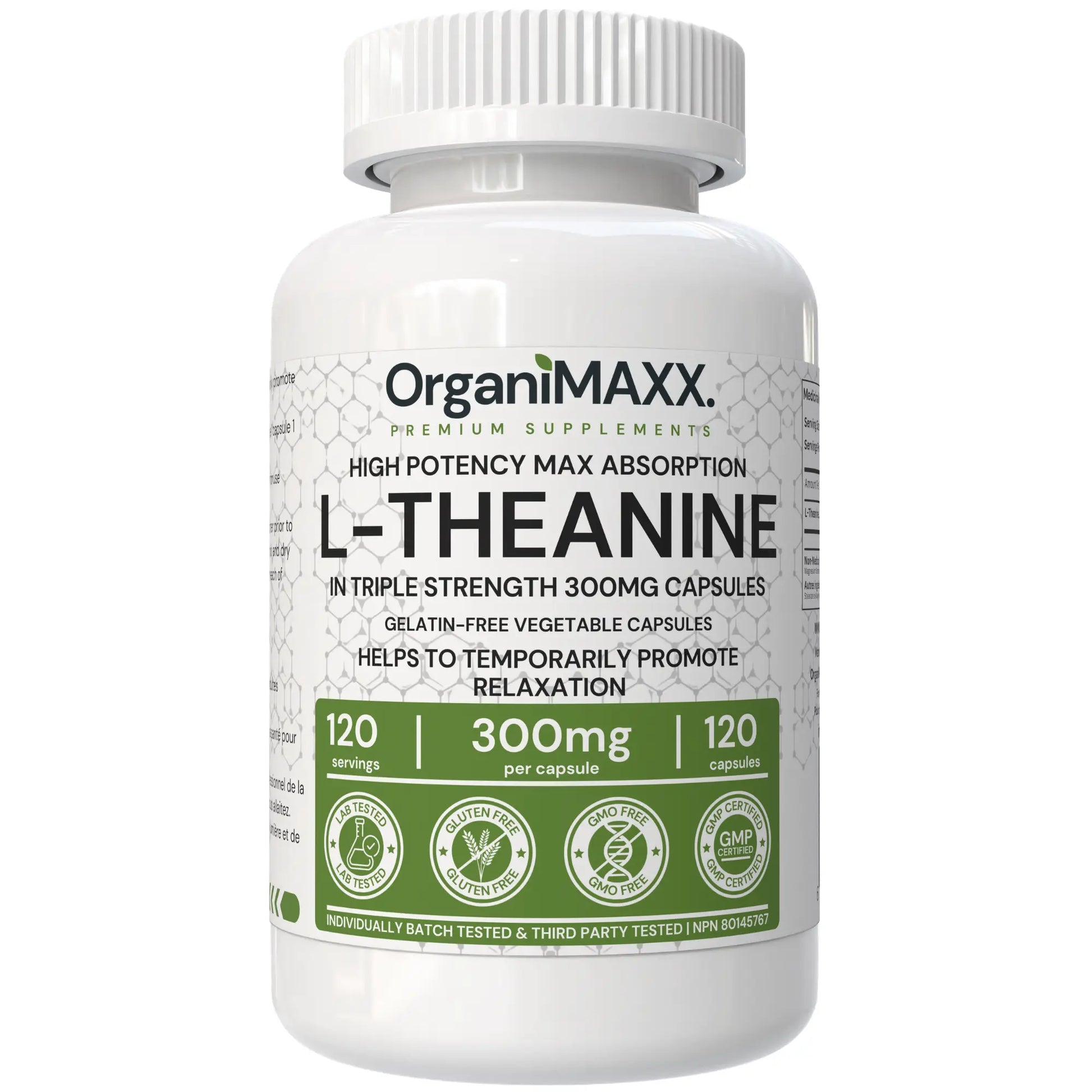 OrganiMAXX L-Theanine Extra Strength 300 MG Capsules OrganiMAXX.