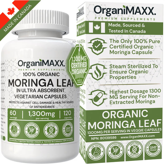 OrganiMAXX Certified Organic Moringa Leaf Capsules 1300 MG OrganiMAXX.