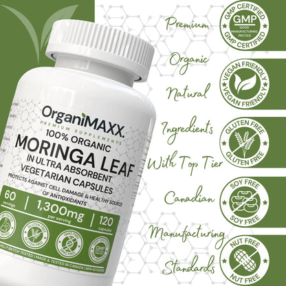 Moringa powder capsules 1300 mg organimaxx