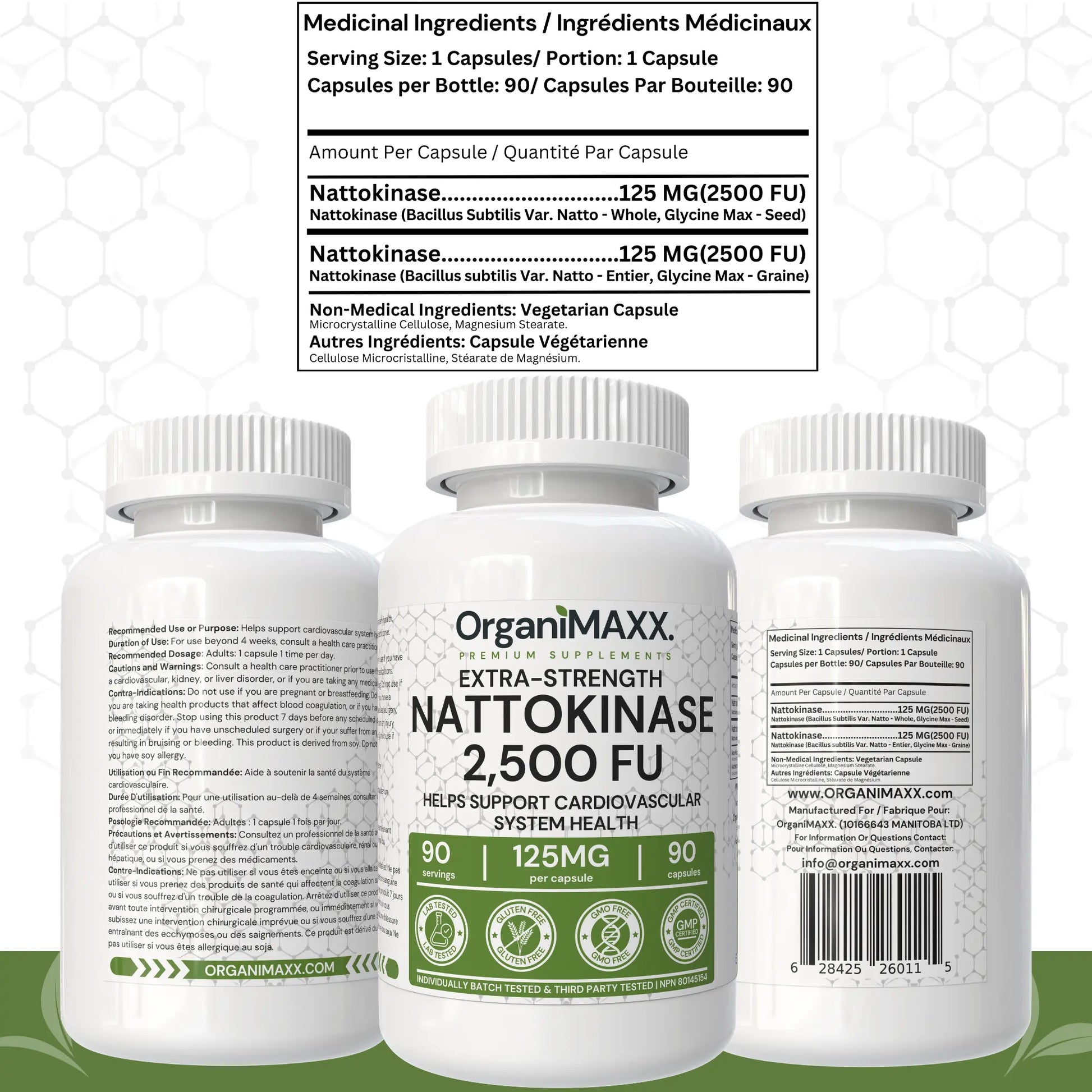 OrganiMAXX Nattokinase Extra Strength 125 MG Capsules OrganiMAXX.