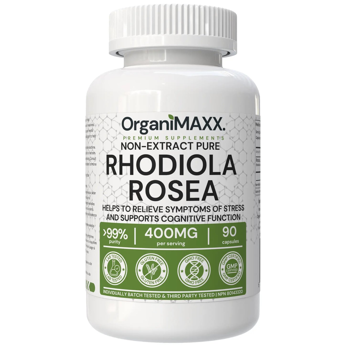 OrganiMAXX Certified Organic Rhodiola Rosea Capsules 400 MG OrganiMAXX.