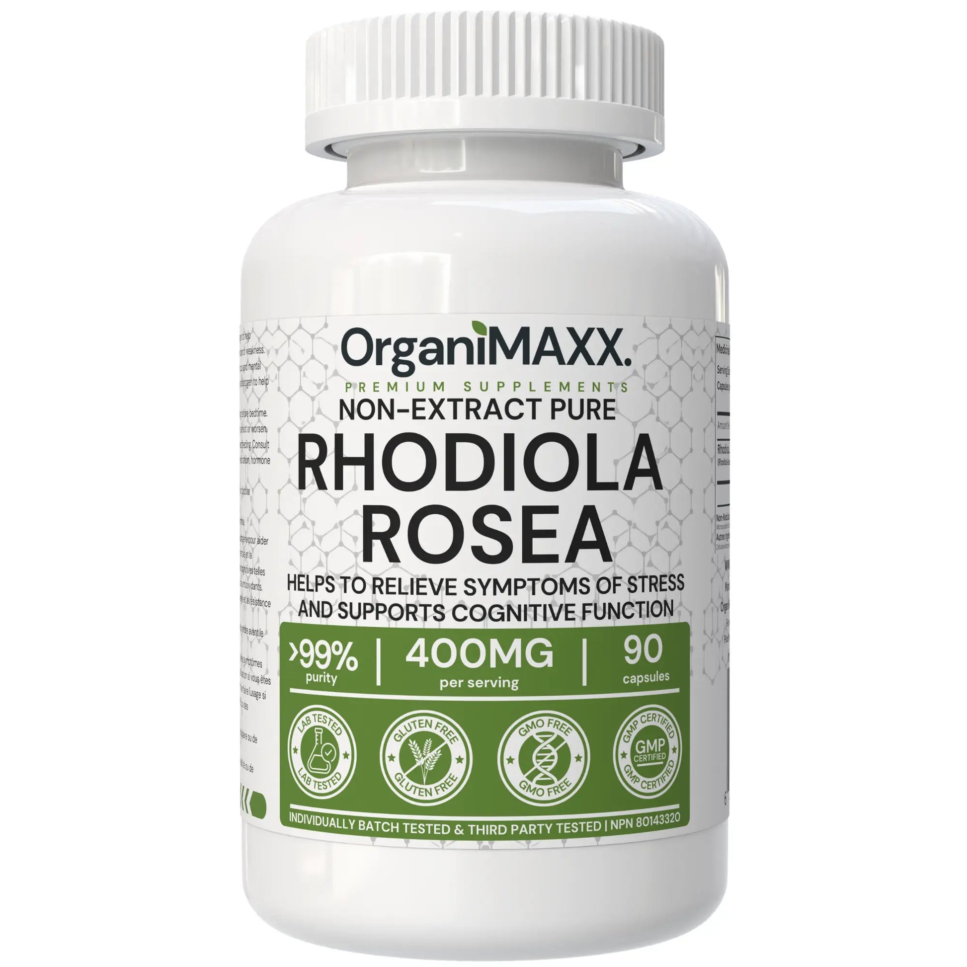 OrganiMAXX Certified Organic Rhodiola Rosea Capsules 400 MG OrganiMAXX.