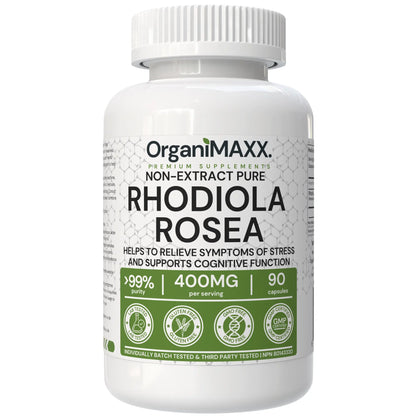 OrganiMAXX Certified Organic Rhodiola Rosea Capsules 400 MG OrganiMAXX.