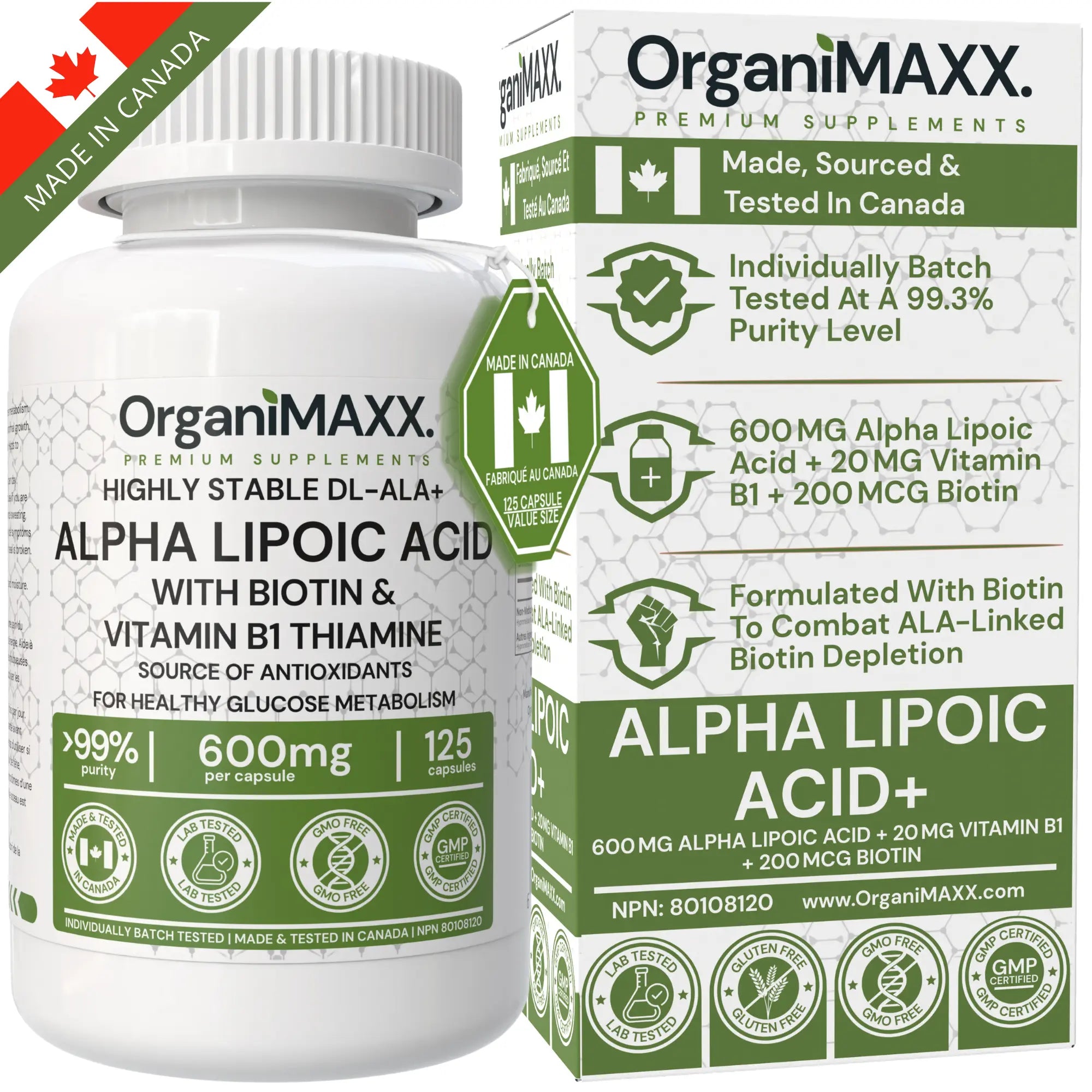 OrganiMAXX Alpha Lipoic Acid+ Capsules With Biotin & Vitamin B1 ...